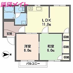 ハイライズホーム Ａ 2階2LDKの間取り