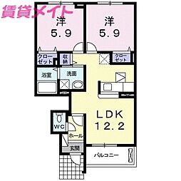 ティアモC 2LDKの間取図画像