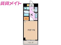 シノノメハイツ 1Kの間取図画像