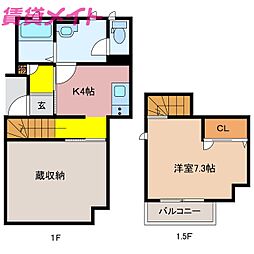 クラモアドココ 1Kの間取図画像