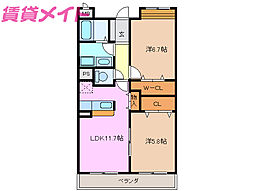 メイユールA 2LDKの間取図画像