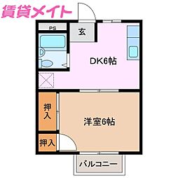 シティハイツ西阿倉川 1DKの間取図画像