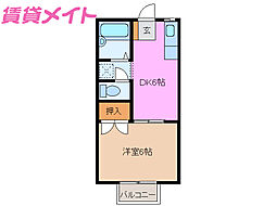 アドバンスD 1DKの間取図画像