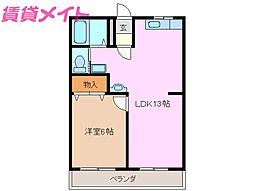メモリーあかつき 1LDKの間取図画像