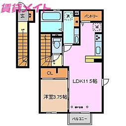 アルバグランデ金場B 1LDKの間取図画像