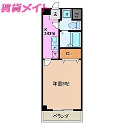 サニーヒルズあい 1Kの間取図画像
