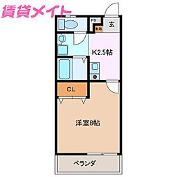 ラックス富田 1Kの間取図画像