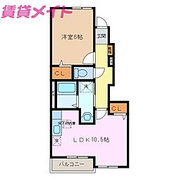 フィニート21A 1LDKの間取図画像