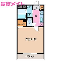 MONSTERA(モンステラ) 1Kの間取図画像