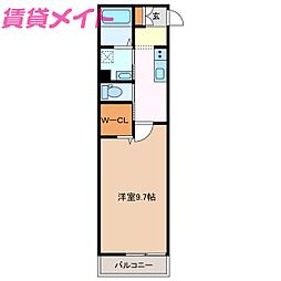 ガクーサイト 1Kの間取図画像