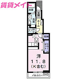 スクエア下之宮2 ワンルームの間取図画像