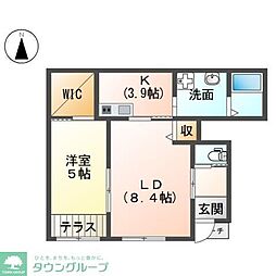 フロレアート大磯 1階1LDKの間取り