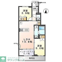 仮）寺田縄新築アパート 1階2LDKの間取り