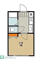 東海大ハイム1 ワンルームの間取図画像