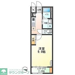 グランディール小田原 1Kの間取図画像