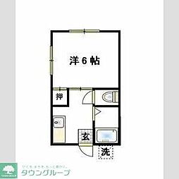 G・グローリーNo.2 1Kの間取図画像