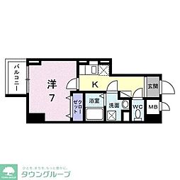 スアヴィス平塚八重咲 1Kの間取図画像