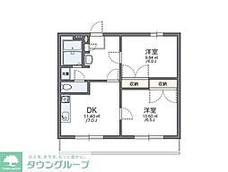 レオパレスセリティー湘南 2DKの間取図画像