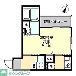 藤沢市辻堂元町4丁目アパート 1Kの間取図画像