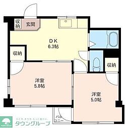サンライト湘南 2DKの間取図画像