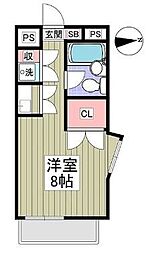 フローラルコート1 1Kの間取図画像