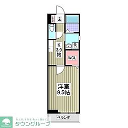 ES鴨宮 1Kの間取図画像
