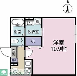 Coral茅ヶ崎 1Kの間取図画像