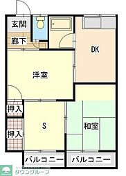八雲アパート 2SDKの間取図画像