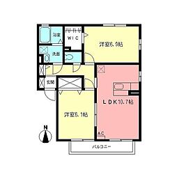 マサーズハウス柊A 2LDKの間取図画像