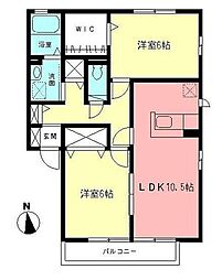 ヴェルブィル2 2LDKの間取図画像