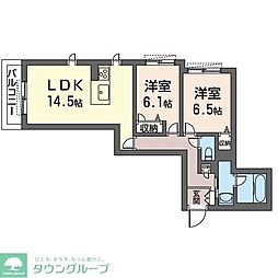 パークレジデンスエビナ 2LDKの間取図画像