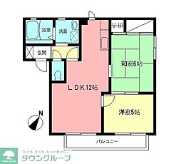 ラ・サカヤA 2LDKの間取図画像