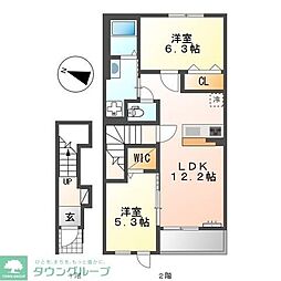 ラヴィエール 2LDKの間取図画像