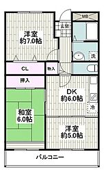 スプリングス湘南 3DKの間取図画像