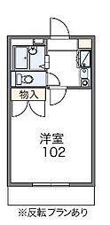 レオパレスセジュール1 1Kの間取図画像