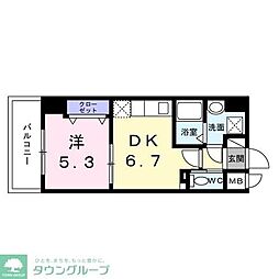 スアヴィス平塚八重咲 1DKの間取図画像