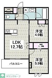 茅ヶ崎市浜竹1丁目マンション 2LDKの間取図画像