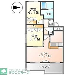 オーキッドヴィラ3 2LDKの間取図画像
