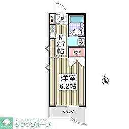 パールハイツ東八幡 1Kの間取図画像