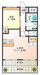 レフィナードN.K 1LDKの間取図画像