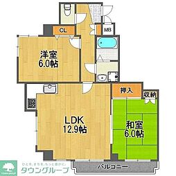 プラーズ追分 2LDKの間取図画像