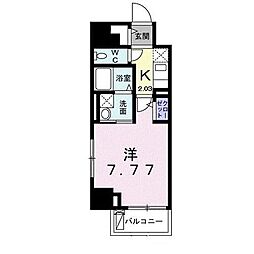 クレスト中六 1Kの間取図画像
