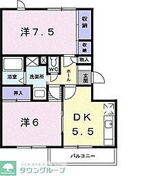 カターラ山口 2DKの間取図画像