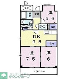 エステートピア小田原 3DKの間取図画像