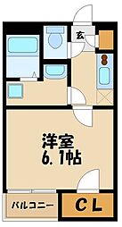 レオネクストイーストハイム 1Kの間取図画像