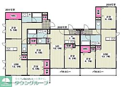 平塚市錦町マンション 2LDKの間取図画像