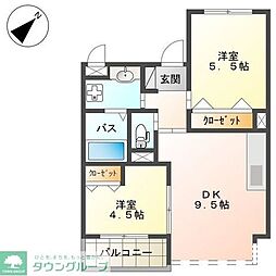コモドレジデンス 2DKの間取図画像