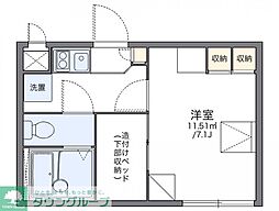 レオパレスヴェルジェドゥ 1Kの間取図画像
