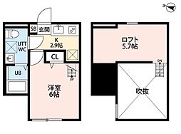クレスト平塚 1Kの間取図画像