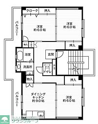 ビレッジハウス大島1号棟 3DKの間取図画像